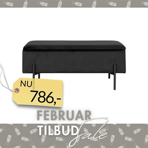 Watford Bænk m. opbevaring - Sort velour 