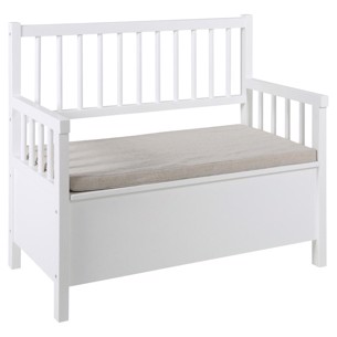 Aster træ lak hvid, hynde beige Flot Retro/landstil til entreen med opbevaring undere