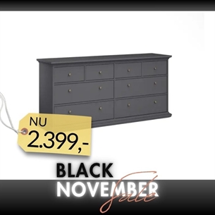 Paris kommode/skænk 8 skuffer - Grå 