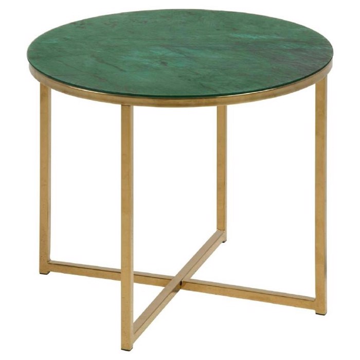 Alisma Sidebord - Grøn Juniper glas - Ø50x42 cm