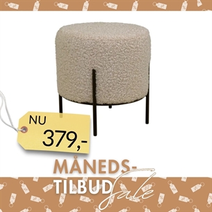 Alford Puf - gråbrun kunstig lammeskind
