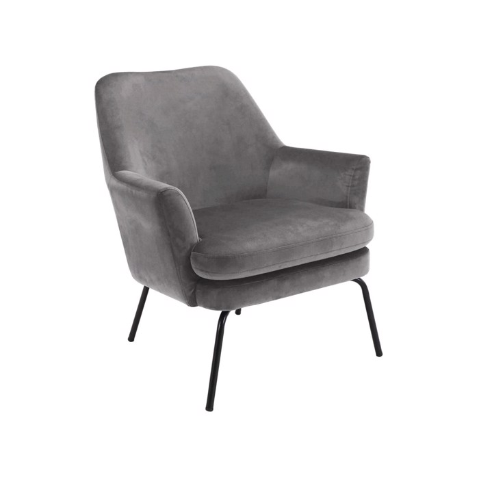 Chisa lounge stol | Mørkegrå velour