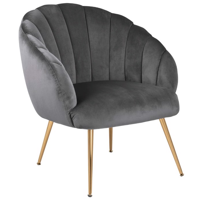 Daniella lounge stol | Mørkegrå velour