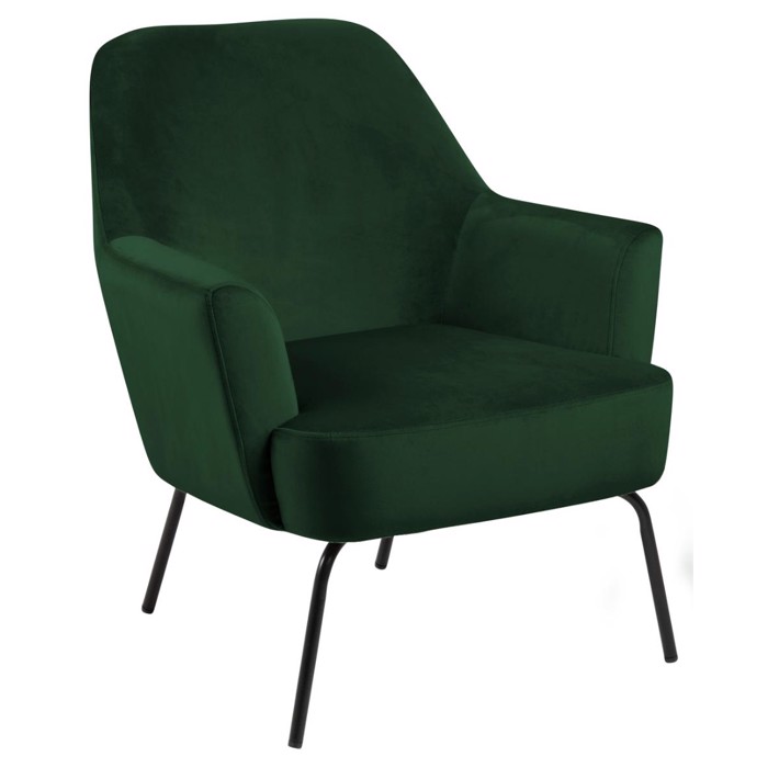 Melissa lounge stol | Skovgrøn velour 