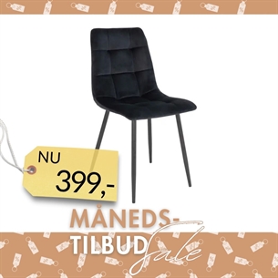 Middelfart Spisebordsstol | Sort velour
