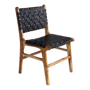 Perugia Spisebordsstol | teak med sort læder