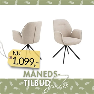 Aura spisebordstol beige med armlæn og drejefunktion
