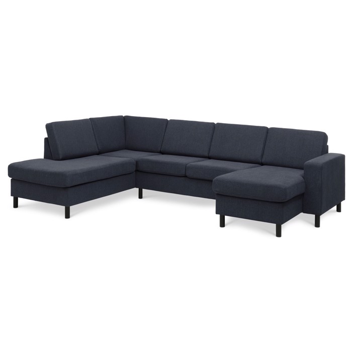 Panama - ( Deep Blue) Sofa med chaiselong og hvilemodul i Slidstærkt møbelstof. Dejlig