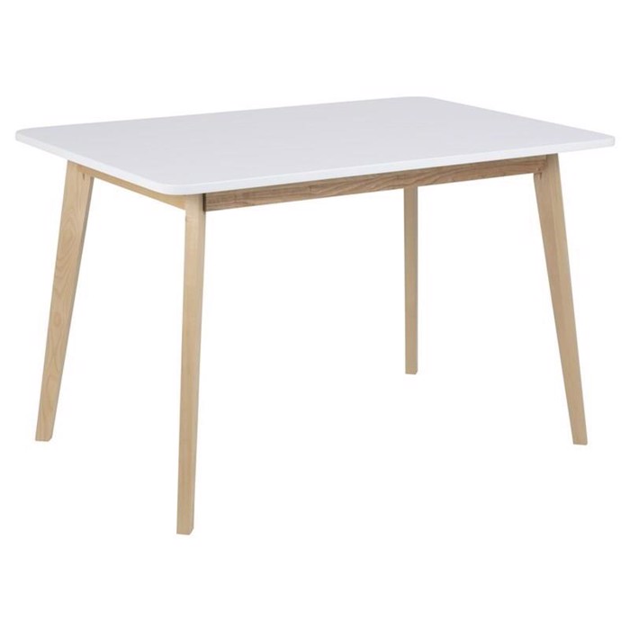 Raven spisebord - Hvid plade M. Natur ben - 120 x 80 cm. Højde 75,5 cm. 