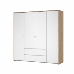 Next Garderobeskab 4 låger og 2 skuffer - Jackson Hickory/hvid højglans