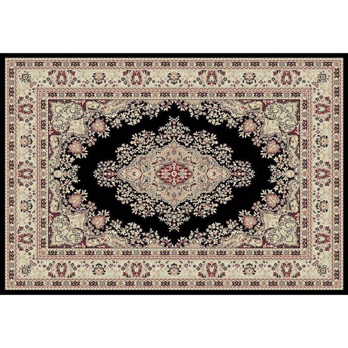 Wilton tæppe med sort mønster